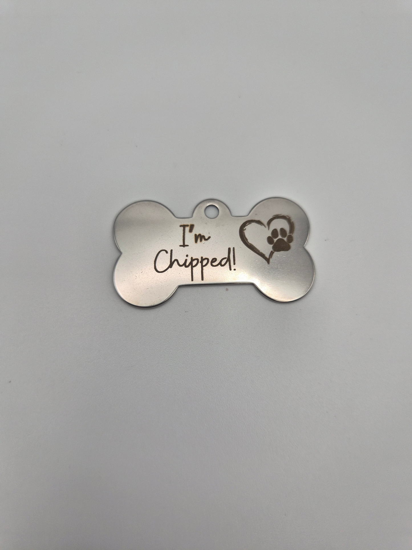 "I'm Chipped" Bone Dog Tag