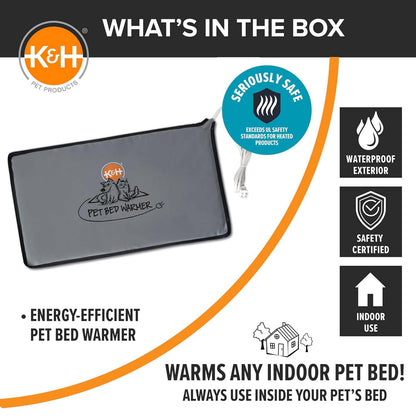 K&H Pet Bed Warmer – Indoor Heated Pad for Cats & Dogs, Thermostatically Controlled, Energy-Efficient, Safe for Arthritis & Comfort