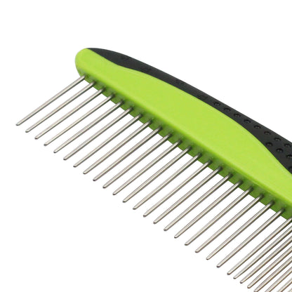 Pet Life ® Grip Ease' Wide and Narrow Tooth Grooming Pet Comb